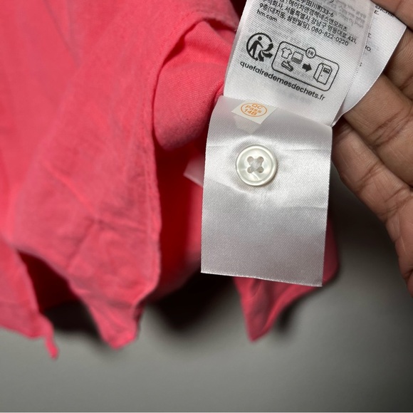 NEW H&M Women Linen Top XL Hot Pink Summer Coastal Lagenlook Button‎ Up Resort - Picture 9 of 10